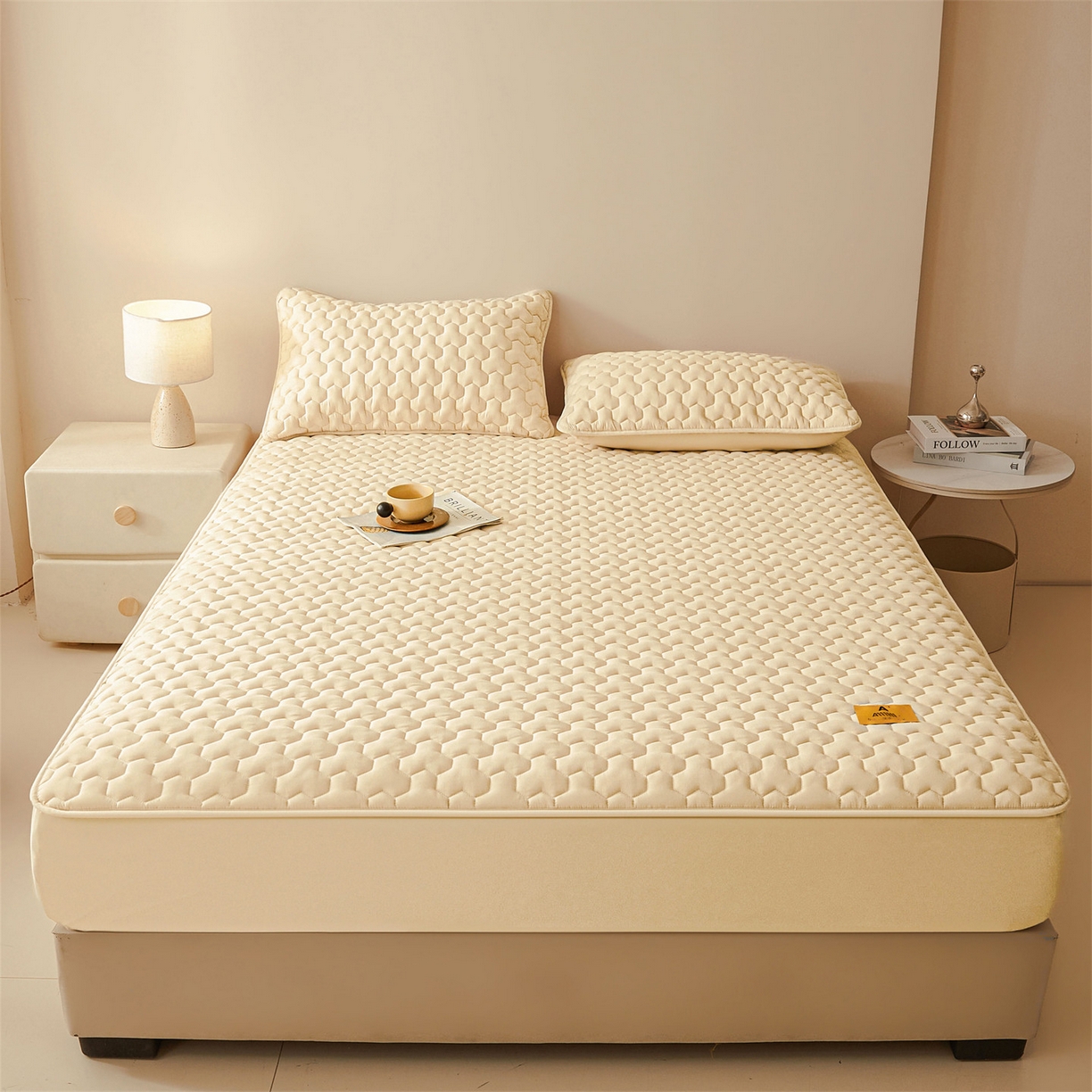 91家纺网 家纺一手货源 找家纺 （总）居眠 2025新款简格-棉花防水床笠-简格