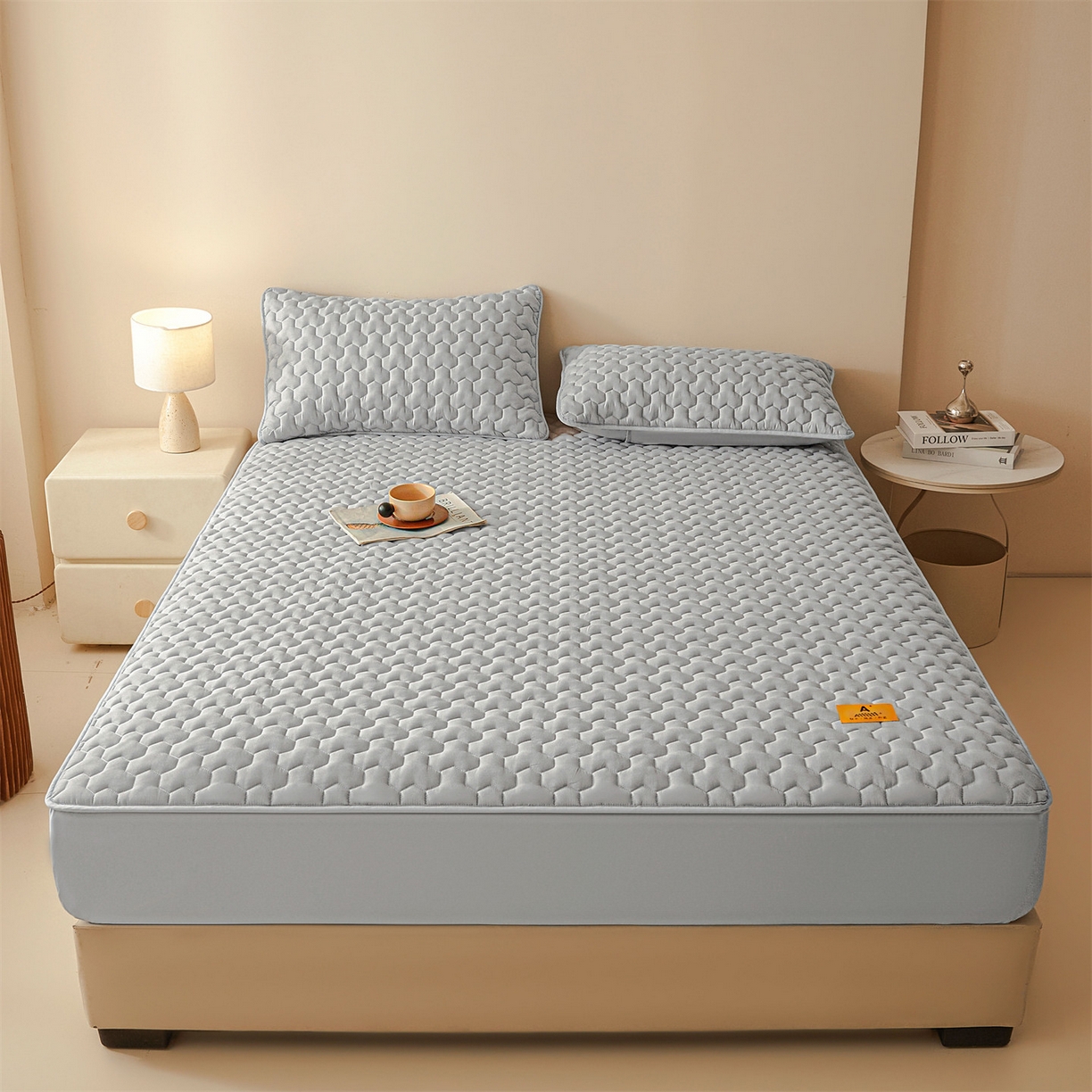 91家纺网 家纺一手货源 找家纺 （总）居眠 2025新款简格-棉花防水床笠-简格