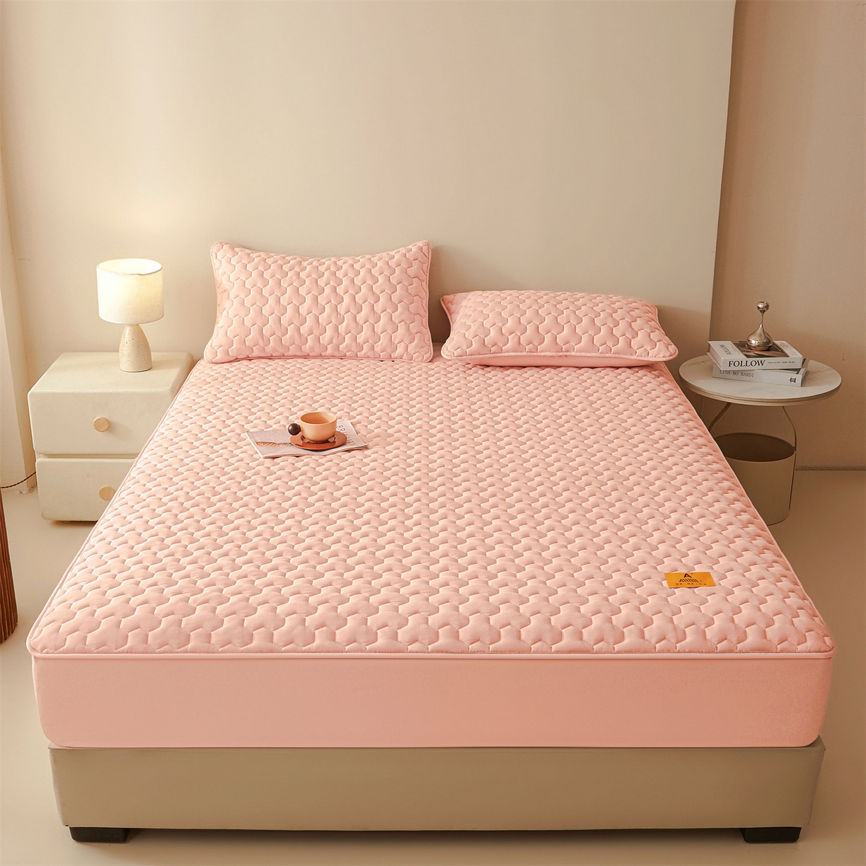 91家纺网 家纺一手货源 找家纺 （总）居眠 2025新款简格-棉花防水床笠-简格