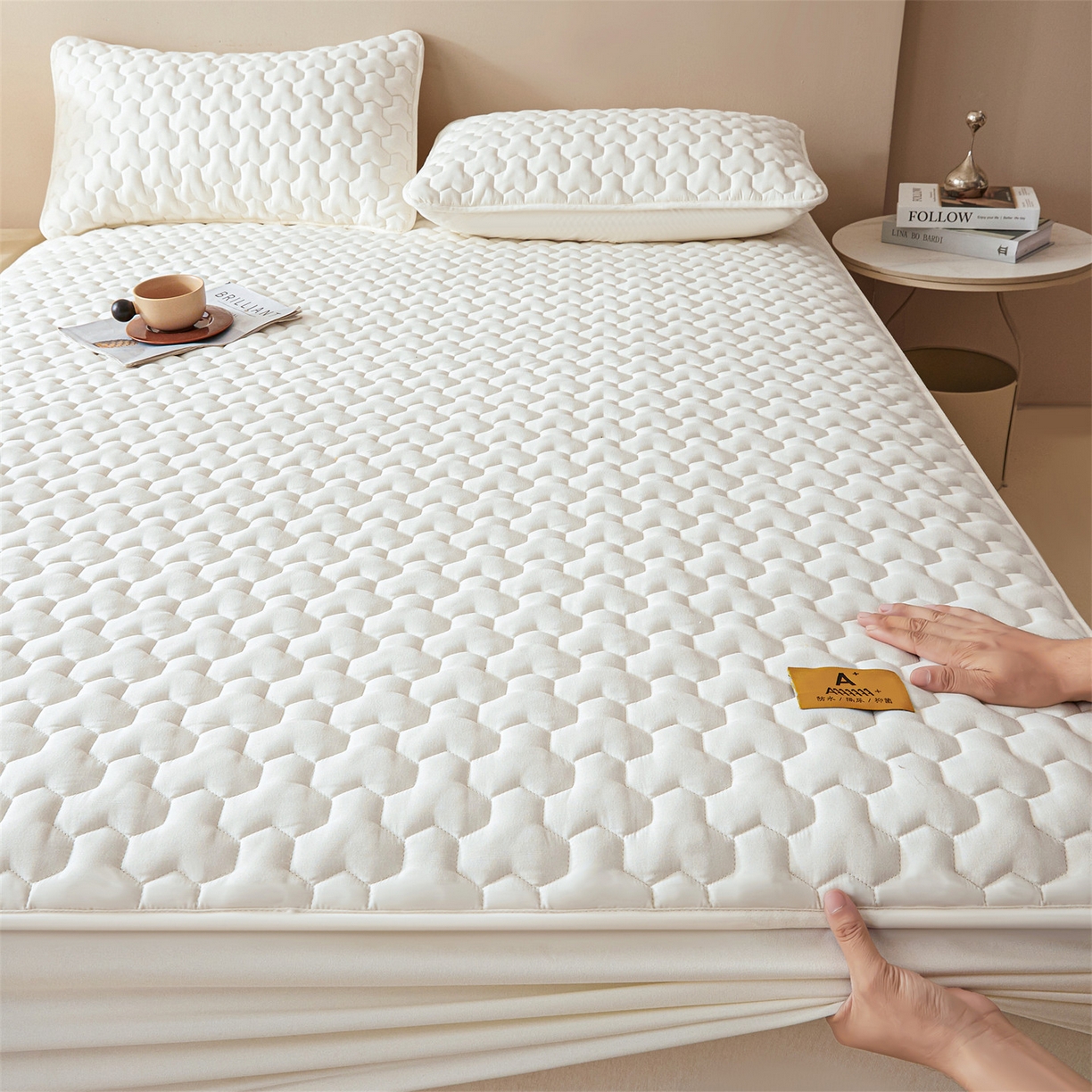 91家纺网 家纺一手货源 找家纺 （总）居眠 2025新款简格-棉花防水床笠-简格