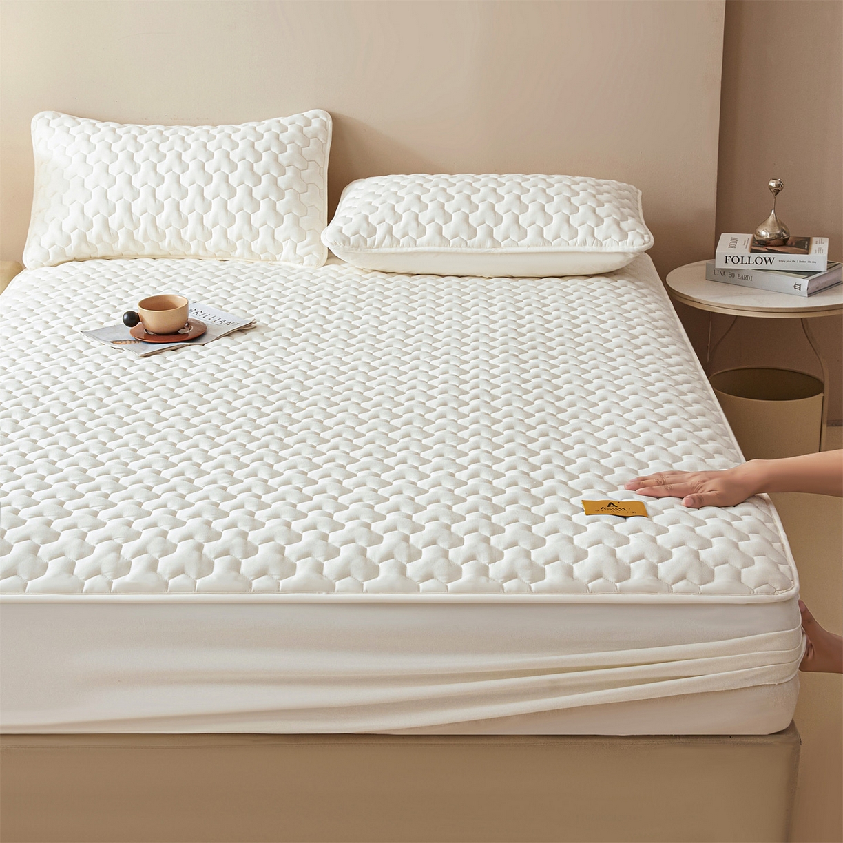 91家纺网 家纺一手货源 找家纺 （总）居眠 2025新款简格-棉花防水床笠-简格