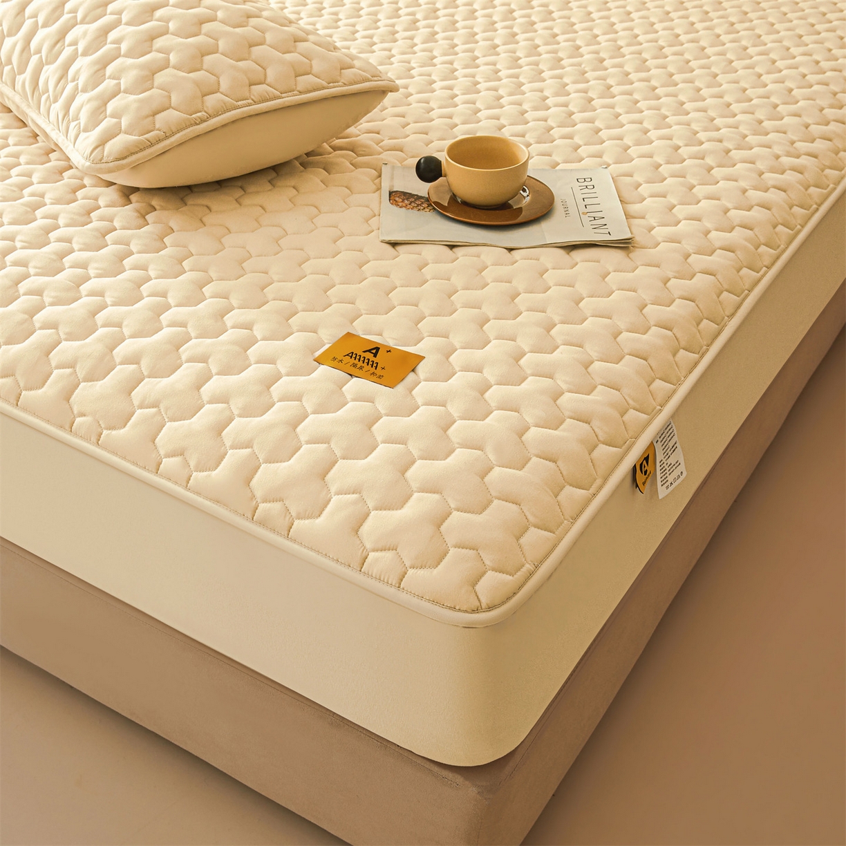 91家纺网 家纺一手货源 找家纺 居眠 2025新款简格-棉花防水床笠-简格 简格-卡色