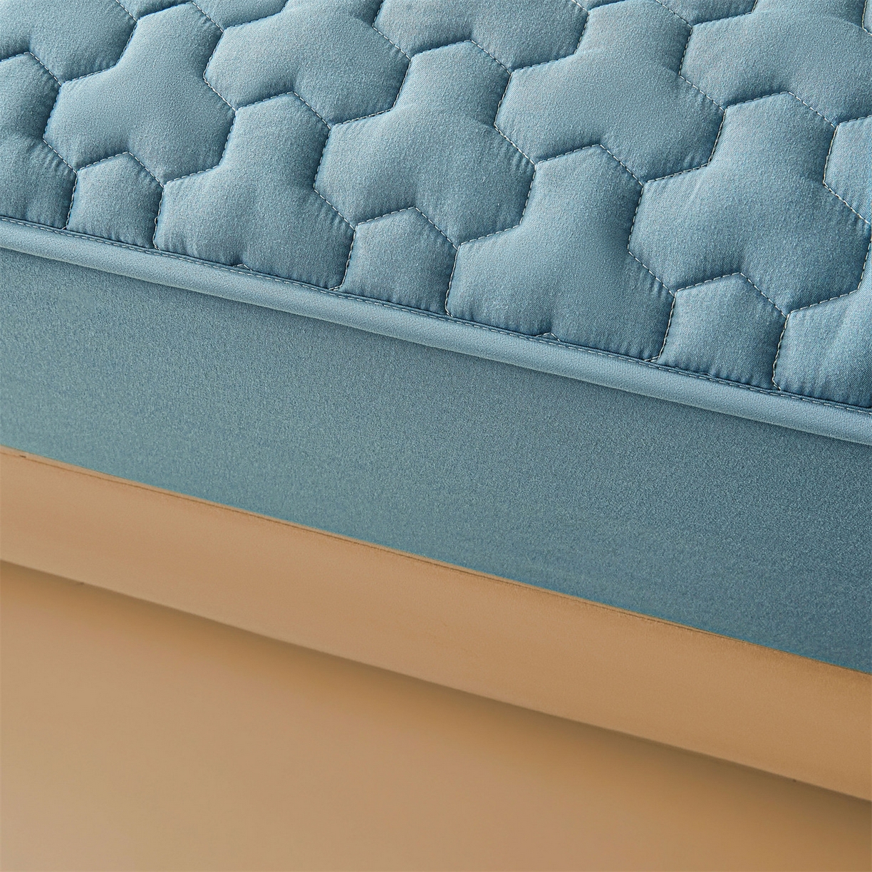 91家纺网 家纺一手货源 找家纺 居眠 2025新款简格-棉花防水床笠-简格 简格-蓝色