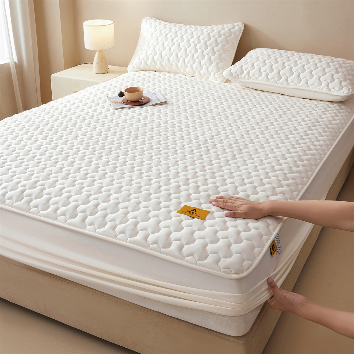 91家纺网 家纺一手货源 找家纺 （总）居眠 2025新款简格-棉花防水床笠-简格