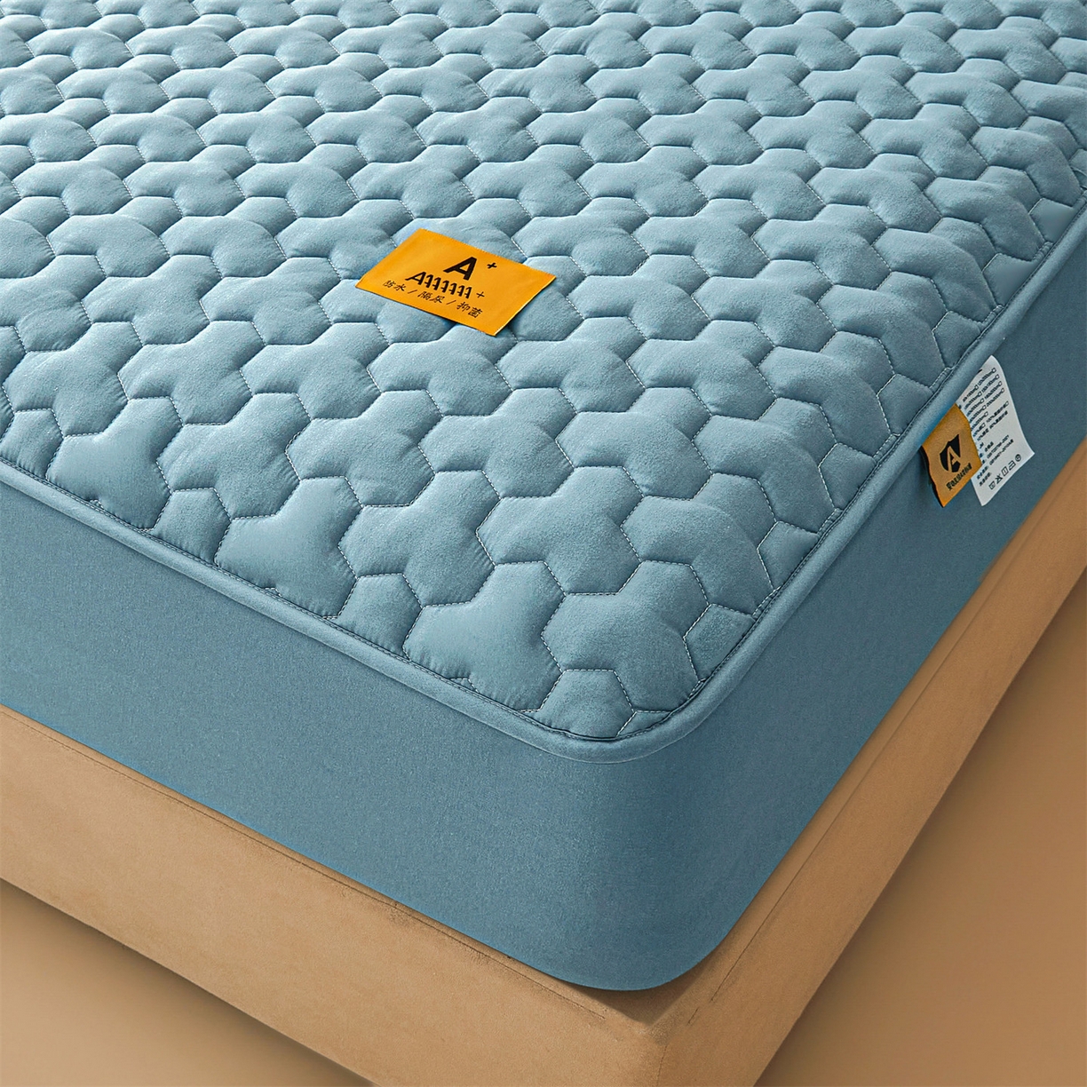 91家纺网 家纺一手货源 找家纺 居眠 2025新款简格-棉花防水床笠-简格 简格-蓝色