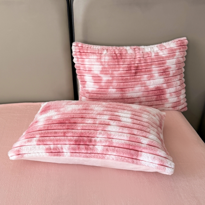 91家纺网 家纺一手货源 找家纺 金蕊阁 2025新款A类抽条兔绒四件套 渐变彩泡泡-粉