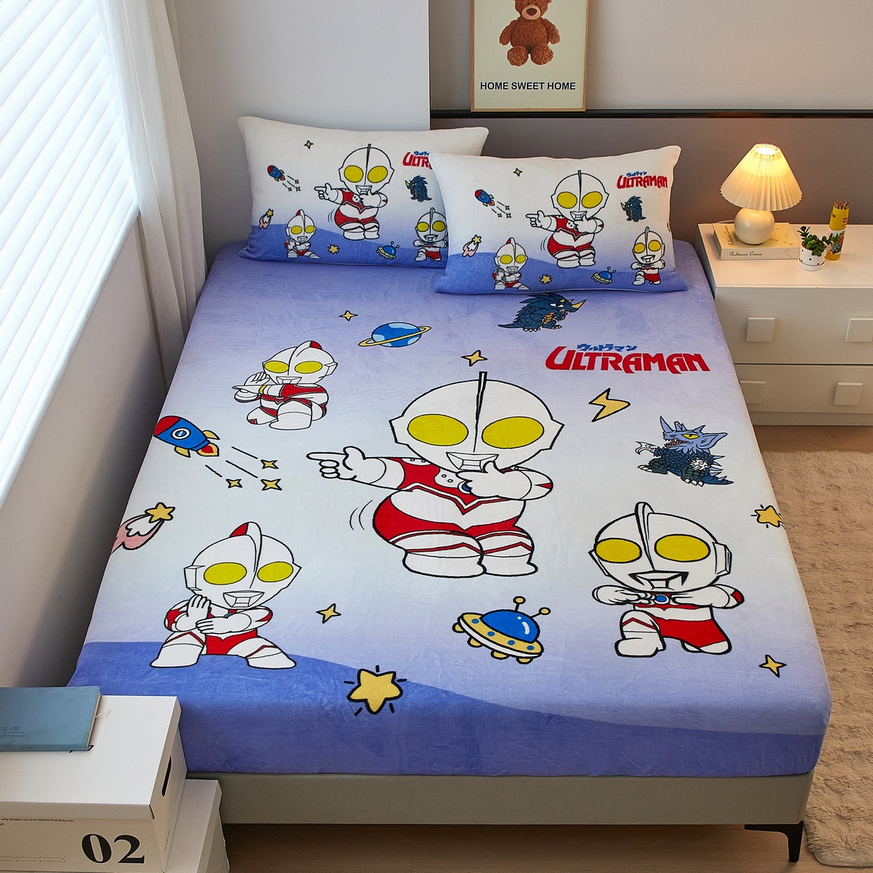 91家纺网 家纺一手货源 找家纺 （总）蘭菲家纺 2025新款高克重牛奶绒正版鲨鱼猫系列单品被套