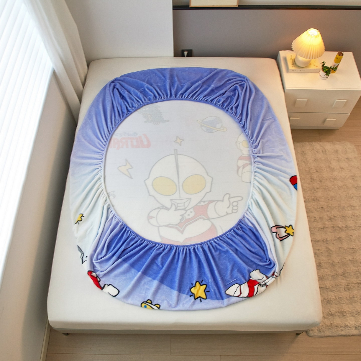 91家纺网 家纺一手货源 找家纺 （总）蘭菲家纺 2025新款牛奶绒奥特曼系列单品床笠