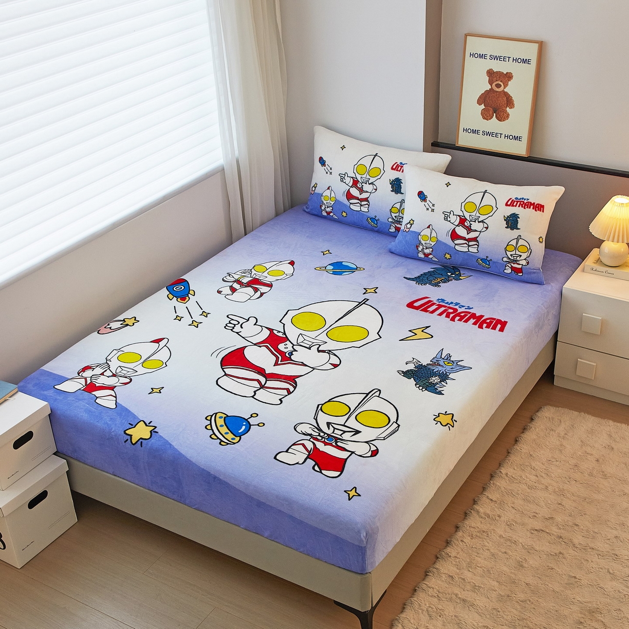 91家纺网 家纺一手货源 找家纺 （总）蘭菲家纺 2025新款牛奶绒奥特曼系列单品床笠