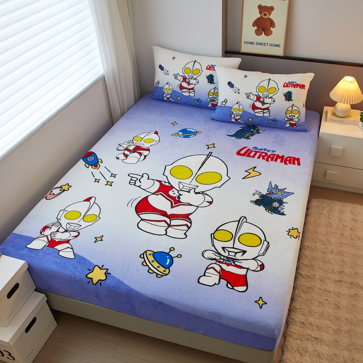 91家纺网 家纺一手货源 找家纺 （总）蘭菲家纺 2025新款牛奶绒奥特曼系列单品床笠