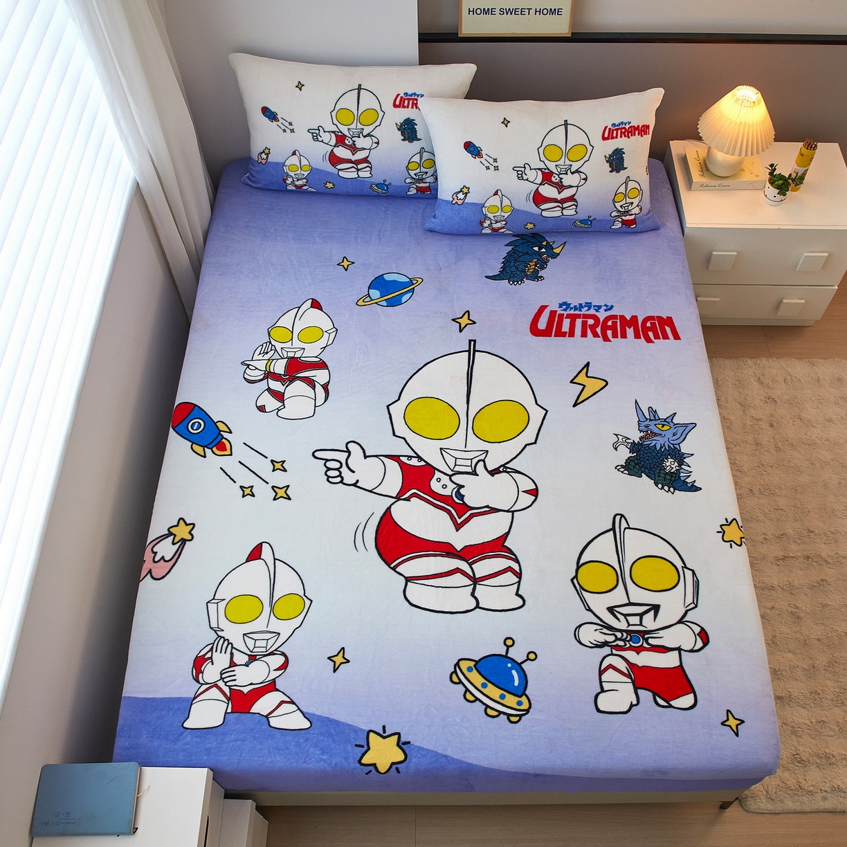 91家纺网 家纺一手货源 找家纺 （总）蘭菲家纺 2025新款牛奶绒奥特曼系列单品床笠