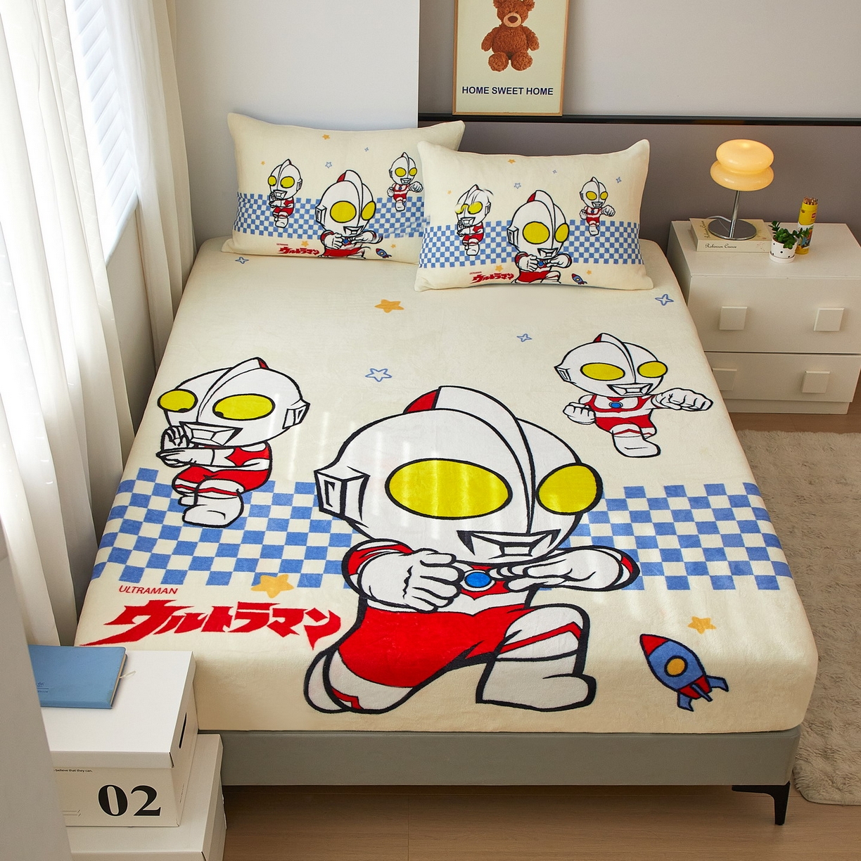 91家纺网 家纺一手货源 找家纺 （总）蘭菲家纺 2025新款牛奶绒奥特曼系列单品床笠