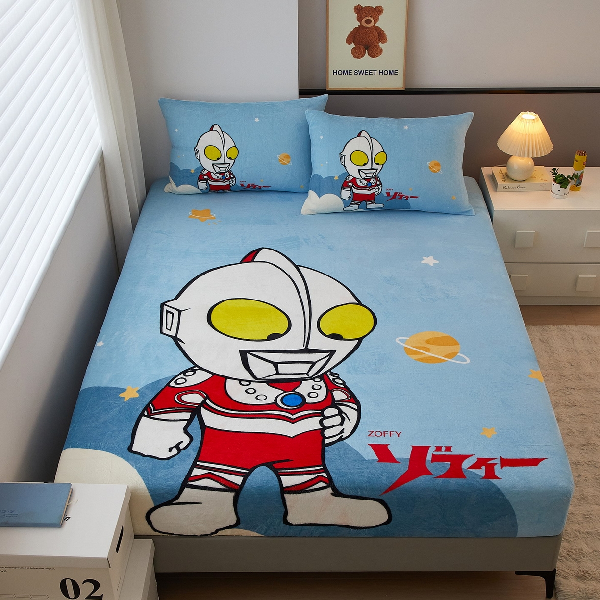 91家纺网 家纺一手货源 找家纺 （总）蘭菲家纺 2025新款牛奶绒奥特曼系列单品床笠