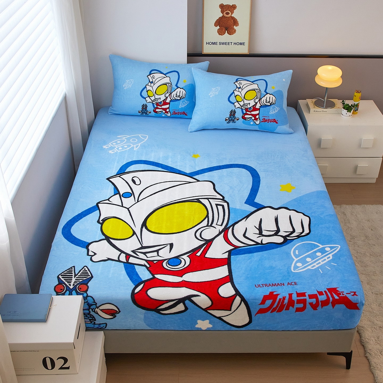 91家纺网 家纺一手货源 找家纺 （总）蘭菲家纺 2025新款牛奶绒奥特曼系列单品床笠