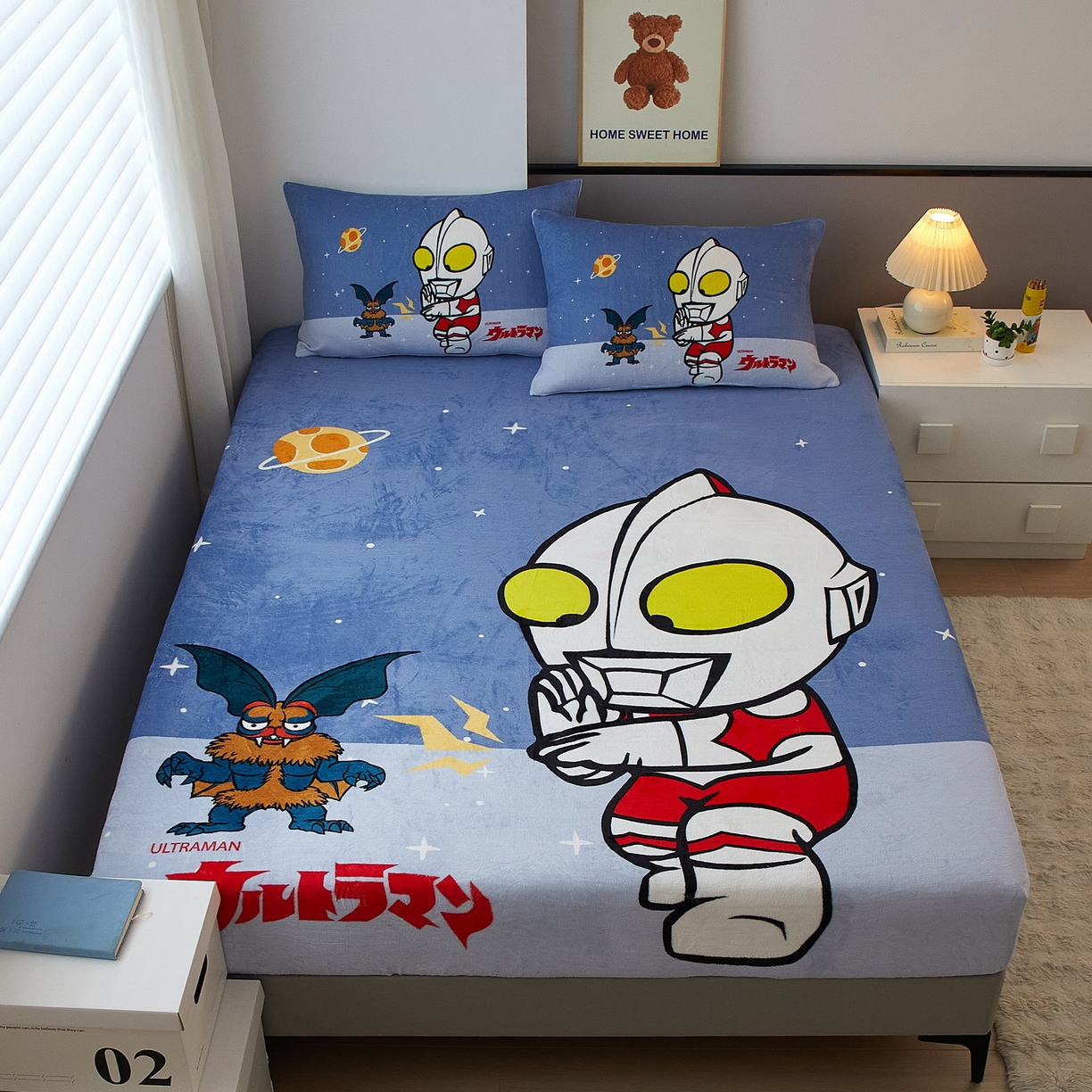 91家纺网 家纺一手货源 找家纺 （总）蘭菲家纺 2025新款牛奶绒奥特曼系列单品床笠