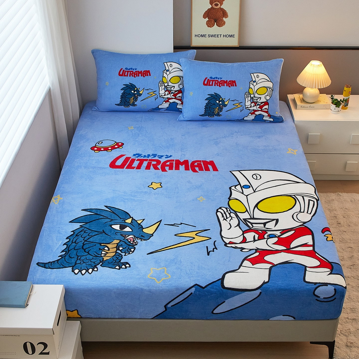 91家纺网 家纺一手货源 找家纺 （总）蘭菲家纺 2025新款牛奶绒奥特曼系列单品床笠