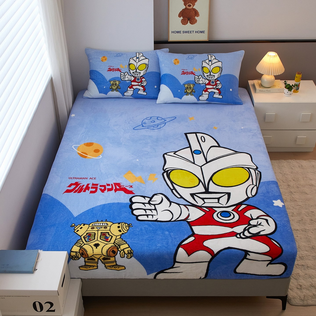 蘭菲家纺 2025新款牛奶绒奥特曼系列单品床笠 出击