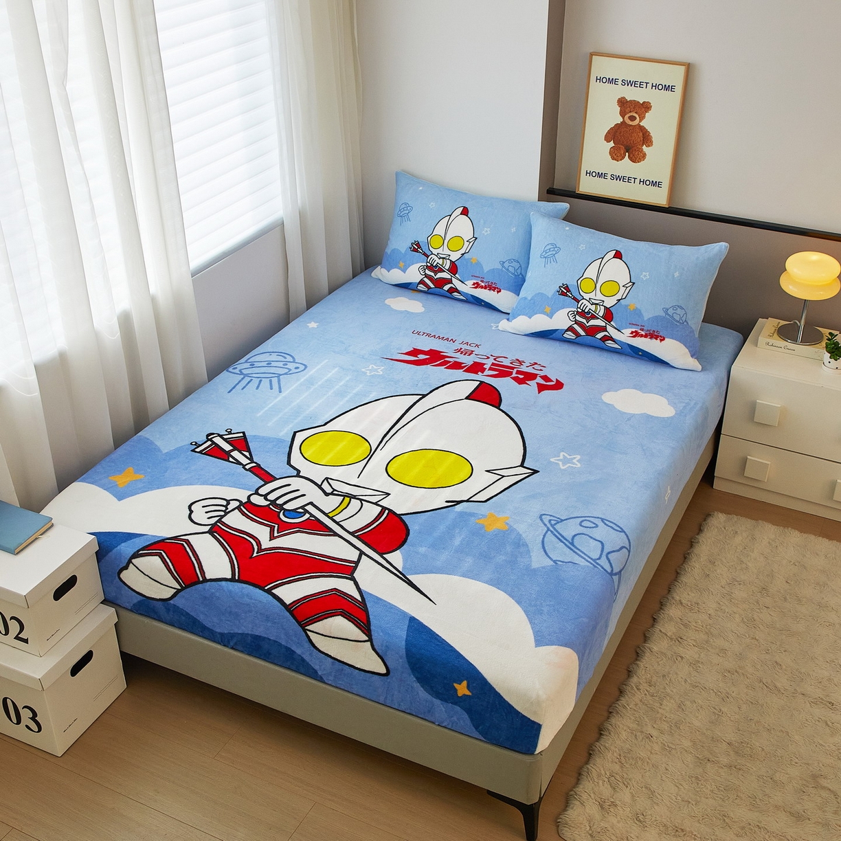 91家纺网 家纺一手货源 找家纺 蘭菲家纺 2025新款牛奶绒奥特曼系列单品床笠 独行者