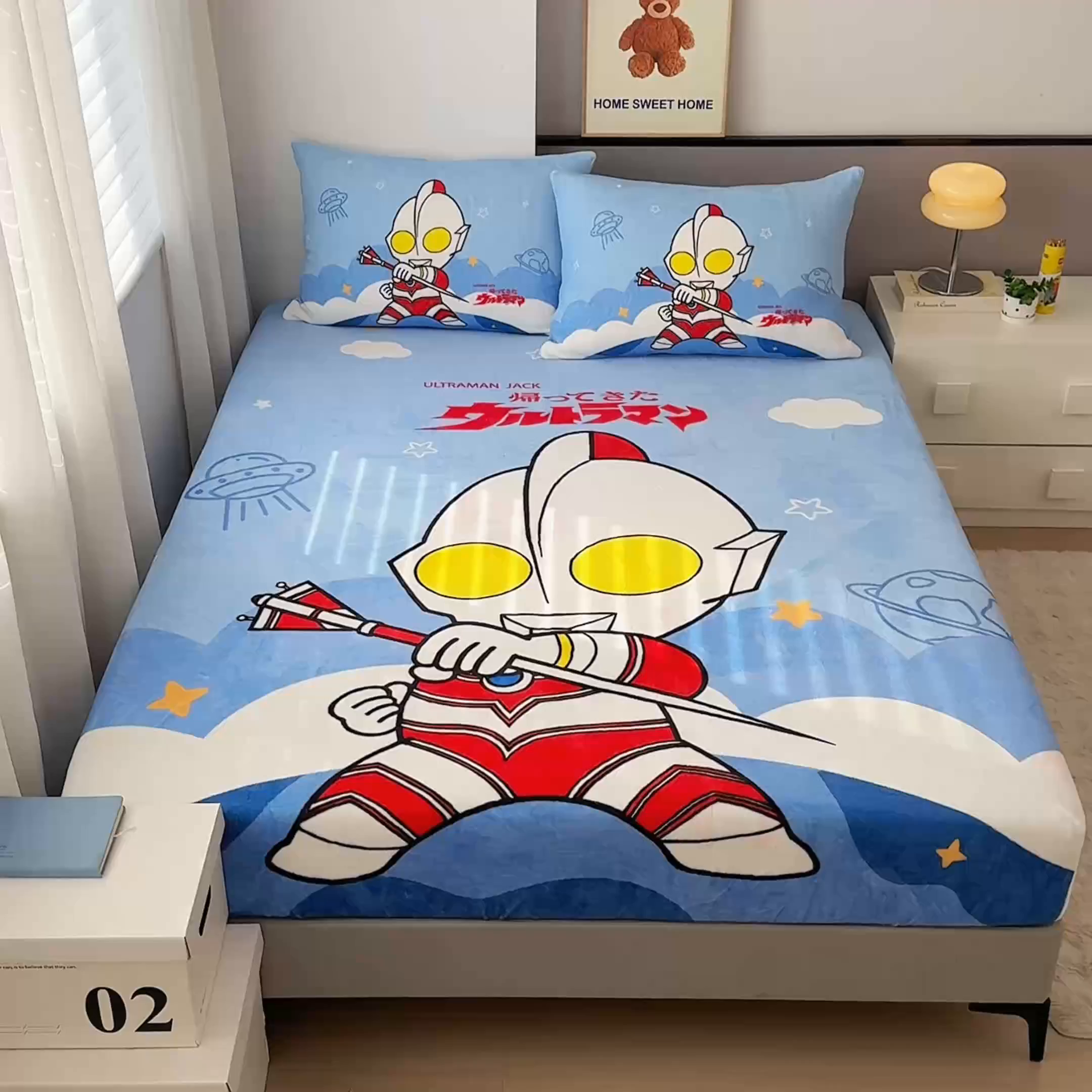 91家纺网 家纺一手货源 找家纺 蘭菲家纺 2025新款牛奶绒奥特曼系列单品床笠 独行者