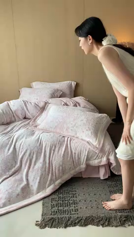 91家纺网 家纺一手货源 找家纺 馨蕊家居 2025新款秋冬轻奢煦暖绒系列-绒芸柔 绒芸柔-蔷薇粉