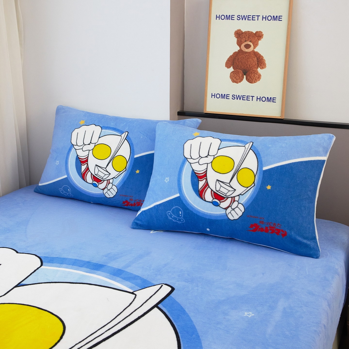 91家纺网 家纺一手货源 找家纺 蘭菲家纺 2025新款牛奶绒奥特曼系列单品床笠 冠军