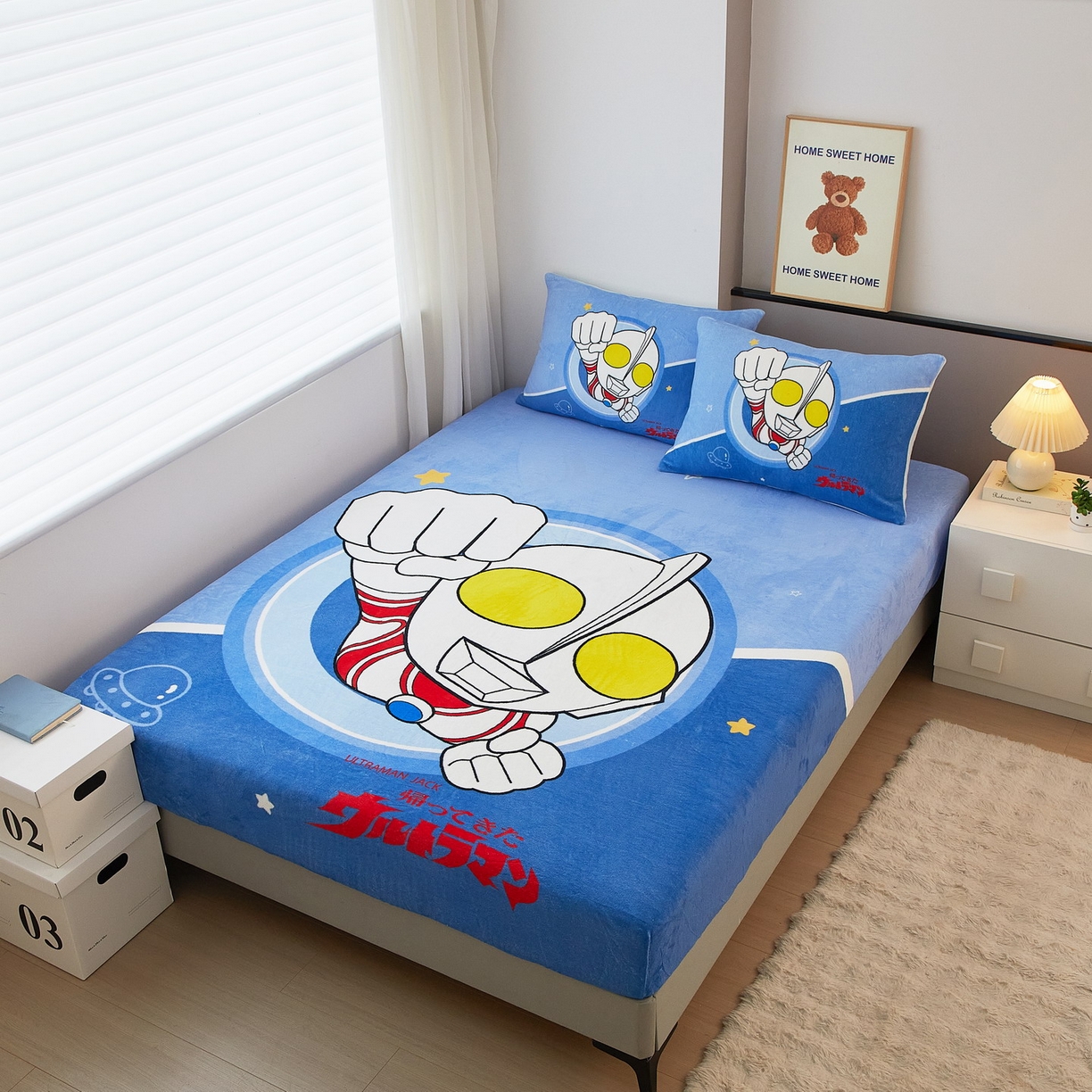 91家纺网 家纺一手货源 找家纺 蘭菲家纺 2025新款牛奶绒奥特曼系列单品床笠 冠军