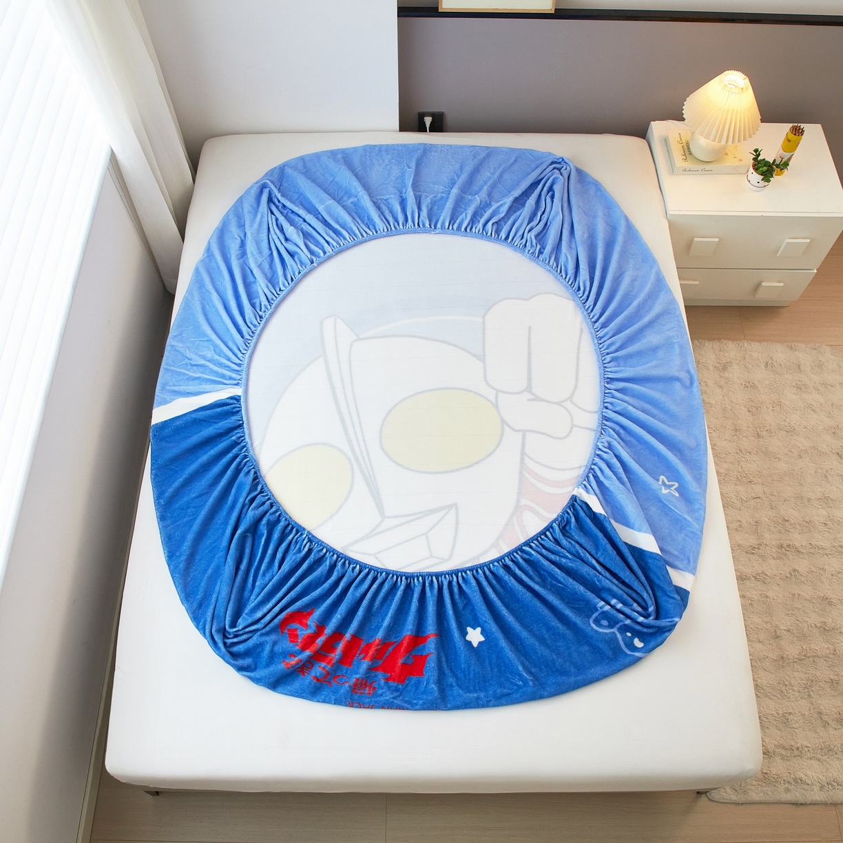 91家纺网 家纺一手货源 找家纺 蘭菲家纺 2025新款牛奶绒奥特曼系列单品床笠 冠军