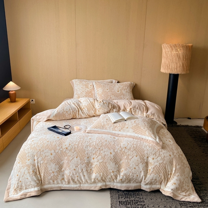 91家纺网 家纺一手货源 找家纺 馨蕊家居 2025新款秋冬轻奢煦暖绒系列-绒芸柔 绒芸柔-香槟