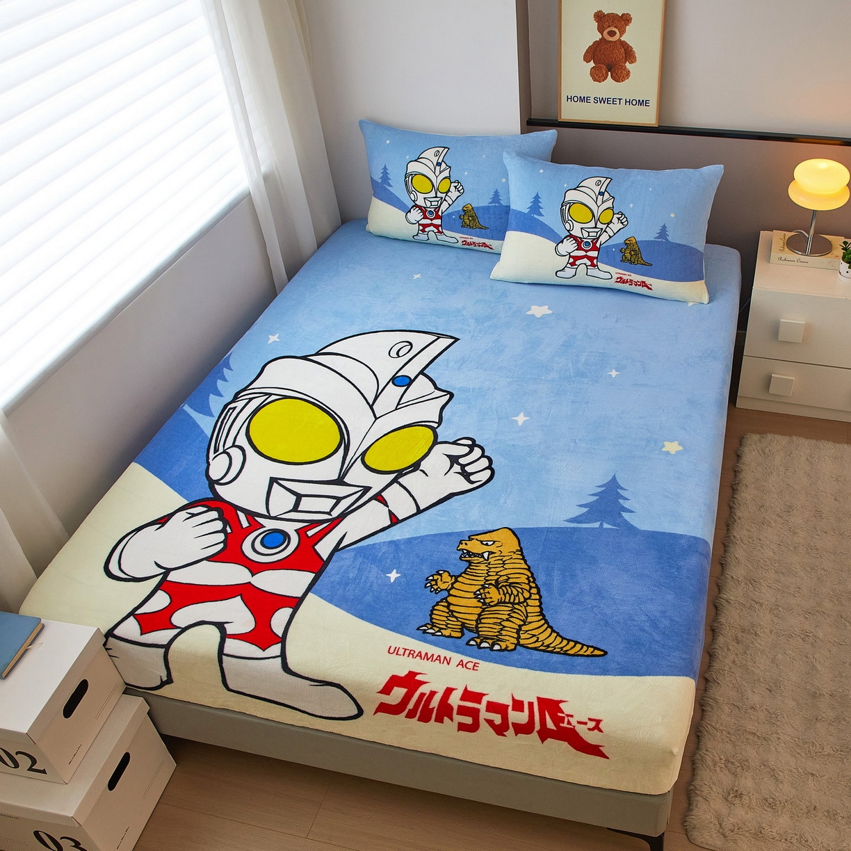 91家纺网 家纺一手货源 找家纺 蘭菲家纺 2025新款牛奶绒奥特曼系列单品床笠 归来