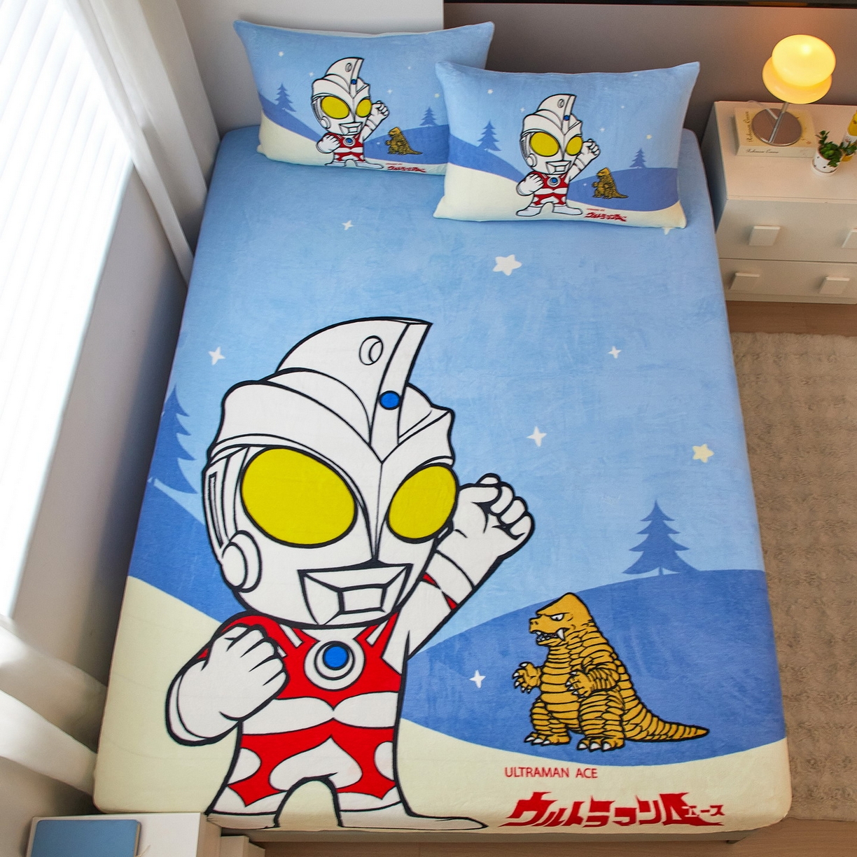 91家纺网 家纺一手货源 找家纺 蘭菲家纺 2025新款牛奶绒奥特曼系列单品床笠 归来