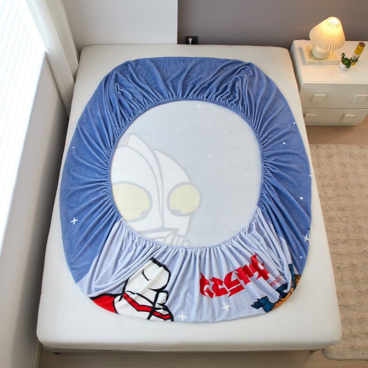 91家纺网 家纺一手货源 找家纺 蘭菲家纺 2025新款牛奶绒奥特曼系列单品床笠 荣耀