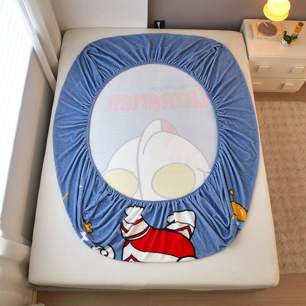 91家纺网 家纺一手货源 找家纺 蘭菲家纺 2025新款牛奶绒奥特曼系列单品床笠 王者