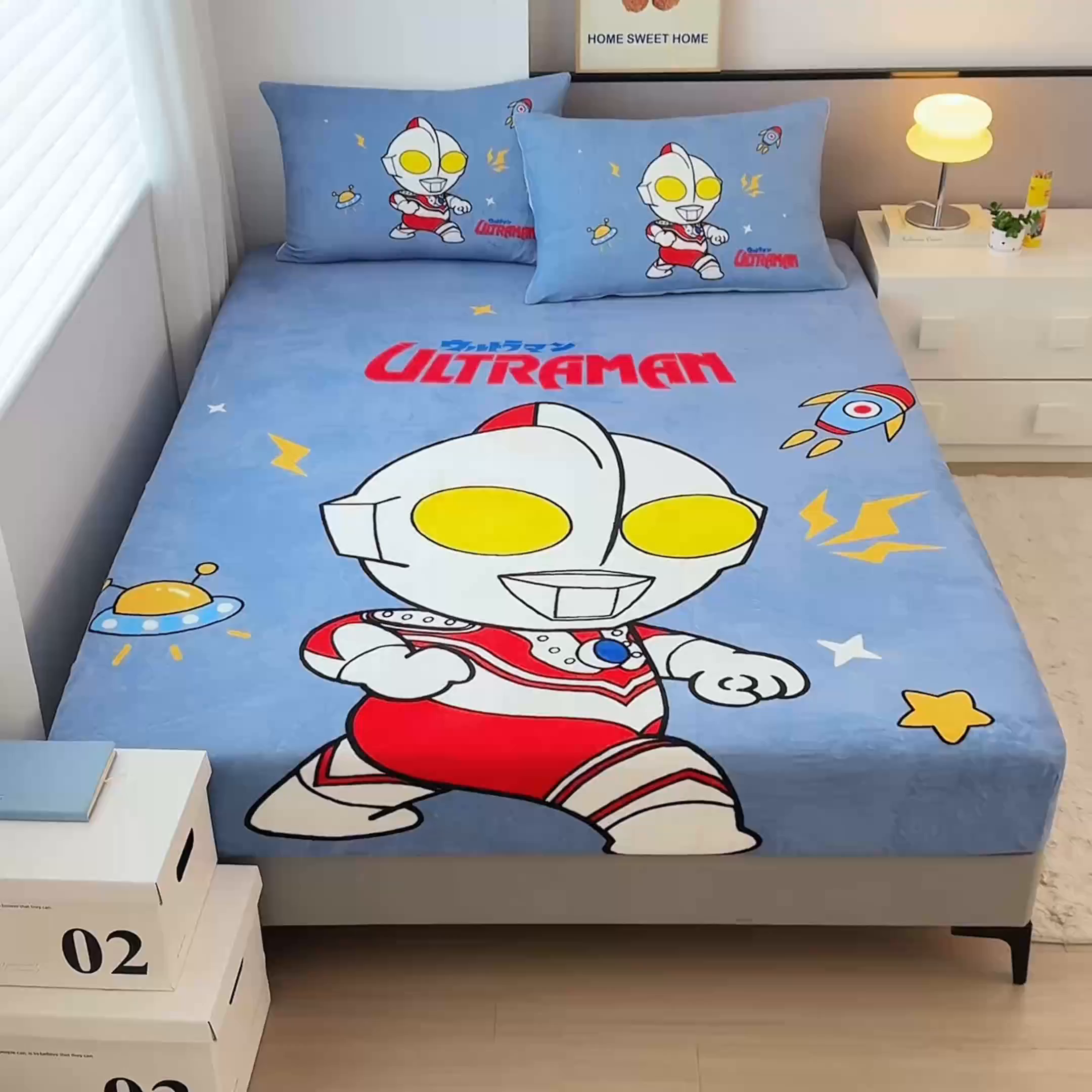 91家纺网 家纺一手货源 找家纺 蘭菲家纺 2025新款牛奶绒奥特曼系列单品床笠 王者