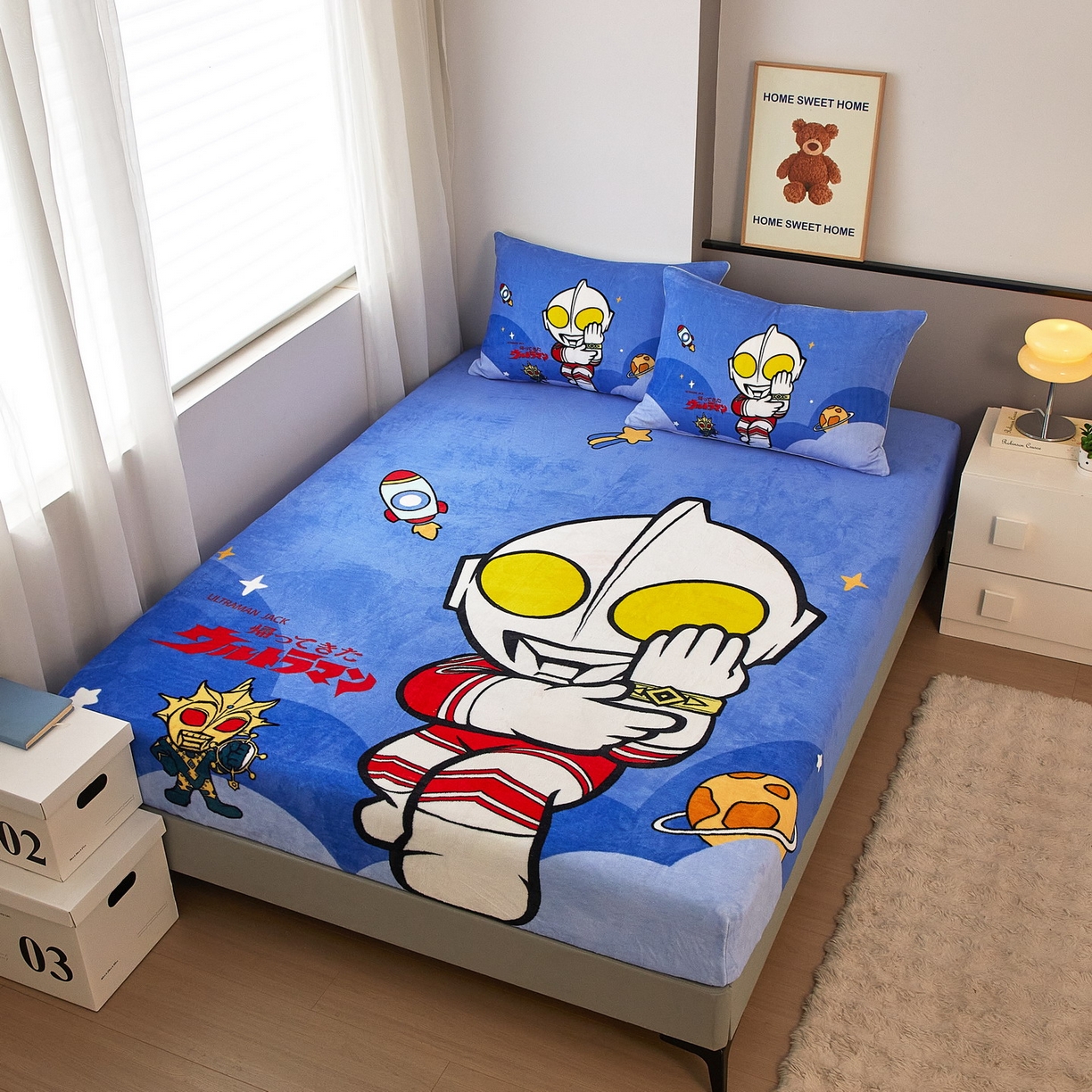 91家纺网 家纺一手货源 找家纺 蘭菲家纺 2025新款牛奶绒奥特曼系列单品床笠 无敌