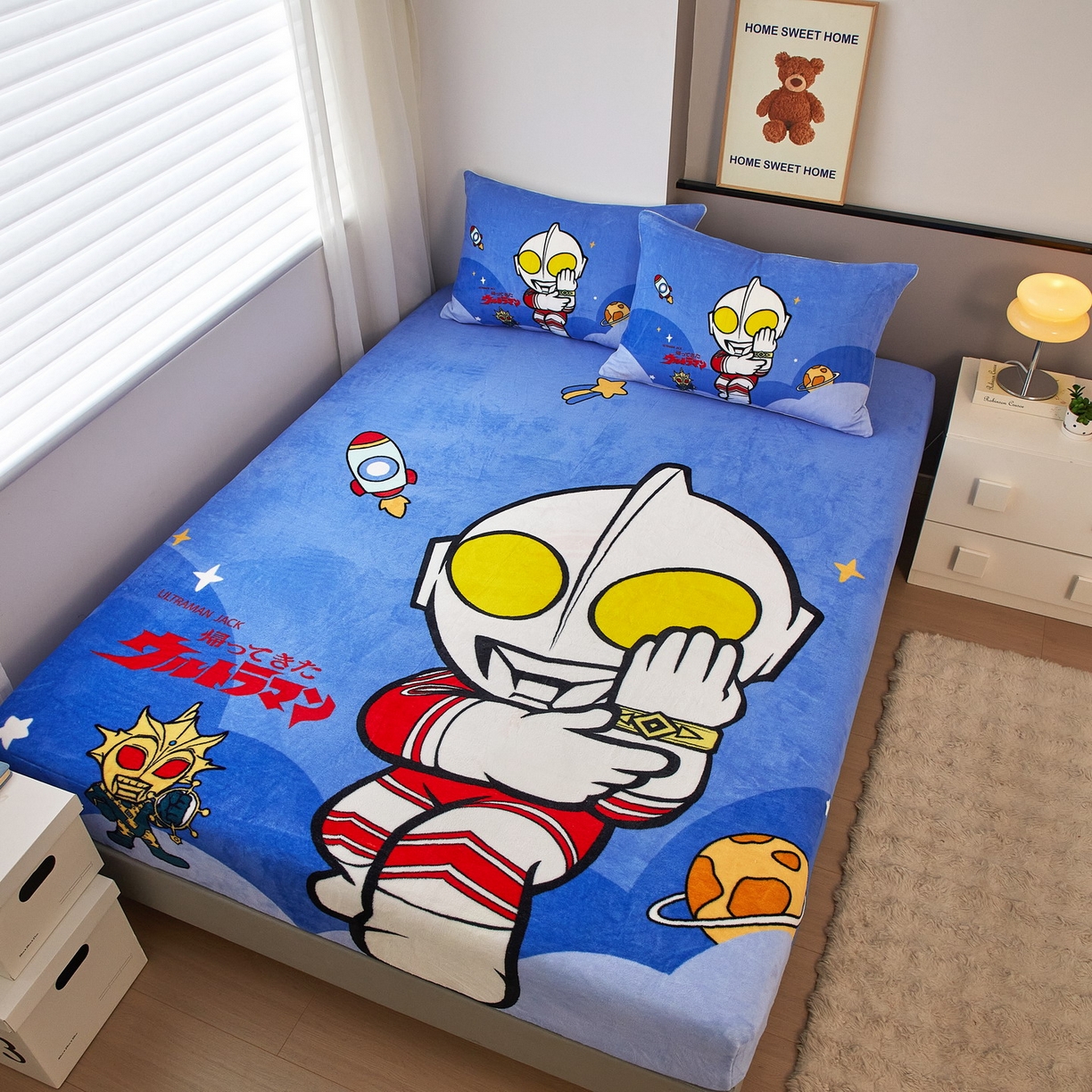 91家纺网 家纺一手货源 找家纺 蘭菲家纺 2025新款牛奶绒奥特曼系列单品床笠 无敌