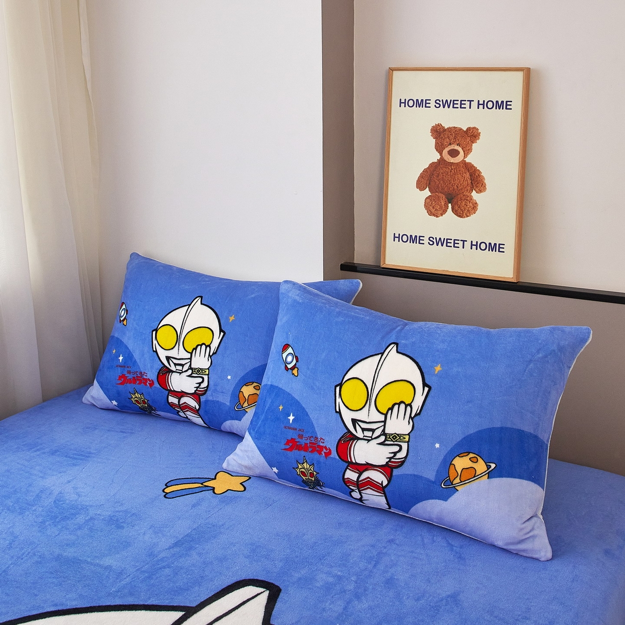 91家纺网 家纺一手货源 找家纺 蘭菲家纺 2025新款牛奶绒奥特曼系列单品床笠 无敌