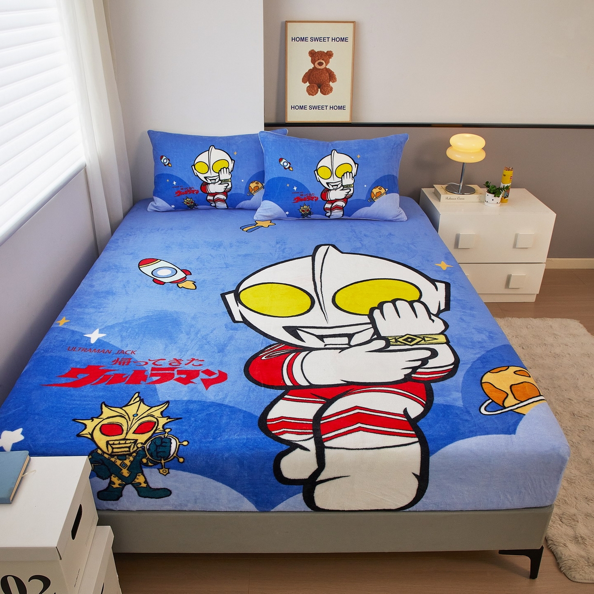 91家纺网 家纺一手货源 找家纺 蘭菲家纺 2025新款牛奶绒奥特曼系列单品床笠 无敌