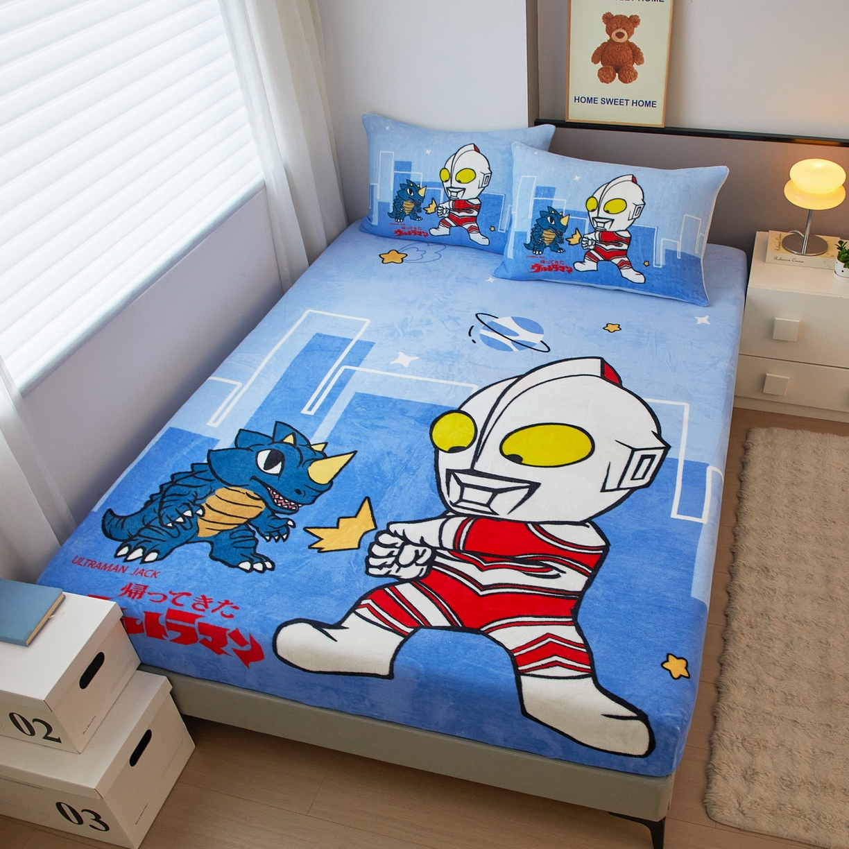 91家纺网 家纺一手货源 找家纺 蘭菲家纺 2025新款牛奶绒奥特曼系列单品床笠 勇士