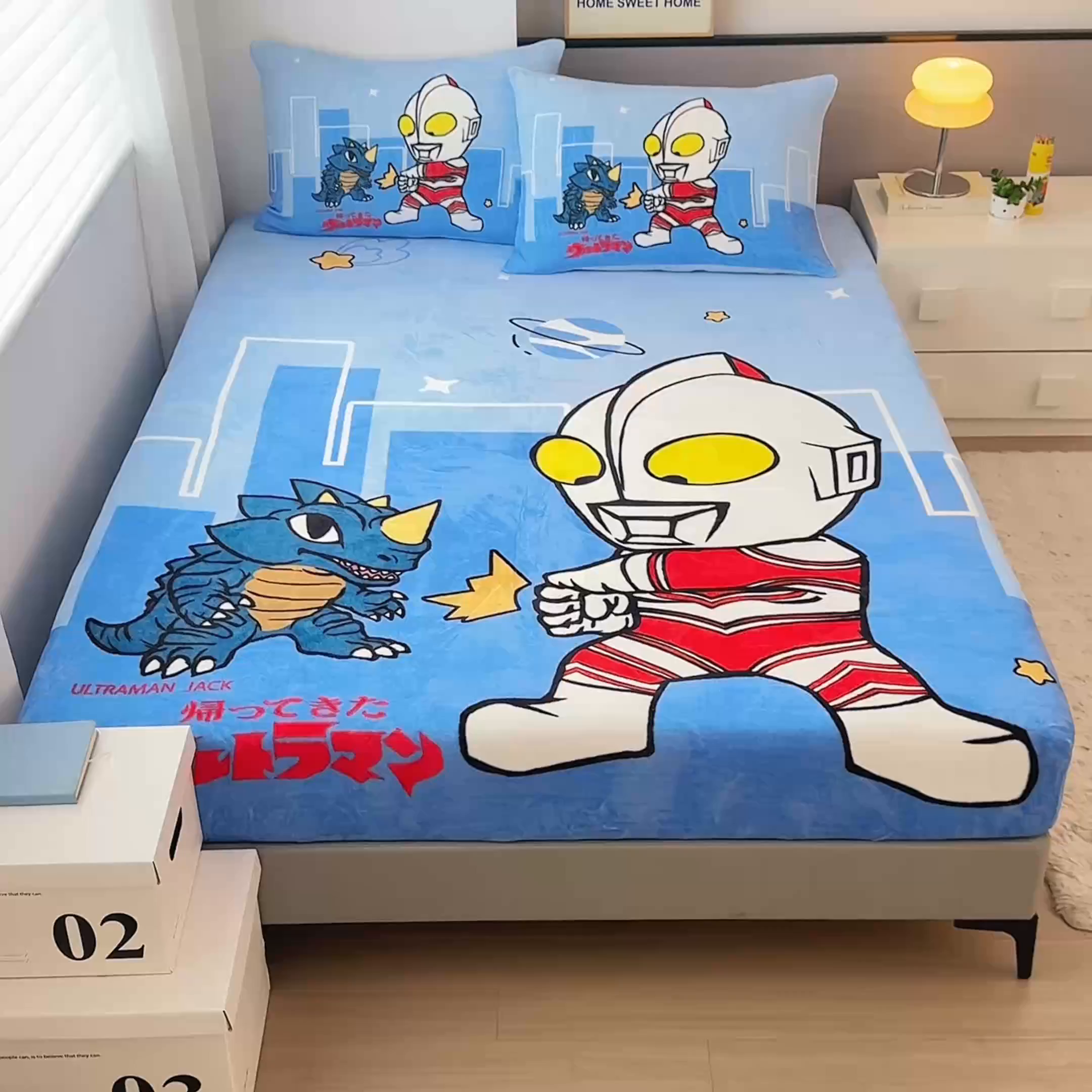 91家纺网 家纺一手货源 找家纺 蘭菲家纺 2025新款牛奶绒奥特曼系列单品床笠 勇士