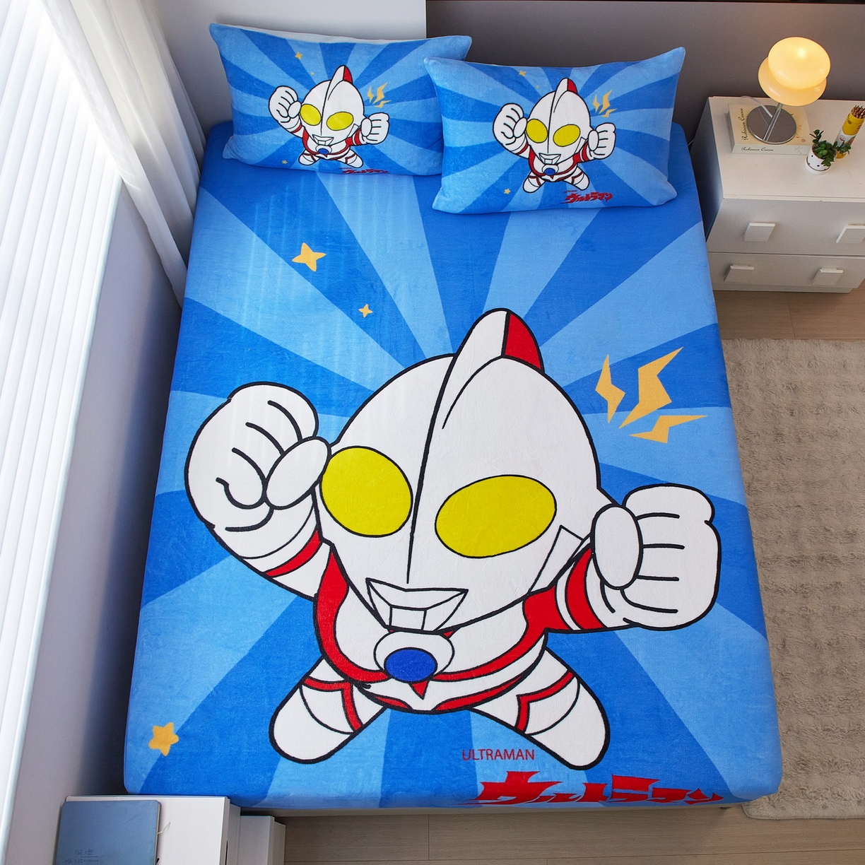 91家纺网 家纺一手货源 找家纺 蘭菲家纺 2025新款牛奶绒奥特曼系列单品床笠 正义之侠