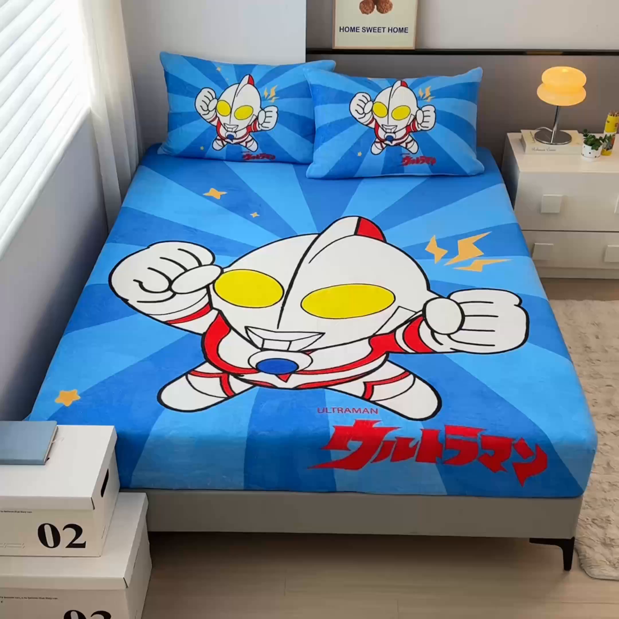 91家纺网 家纺一手货源 找家纺 蘭菲家纺 2025新款牛奶绒奥特曼系列单品床笠 正义之侠