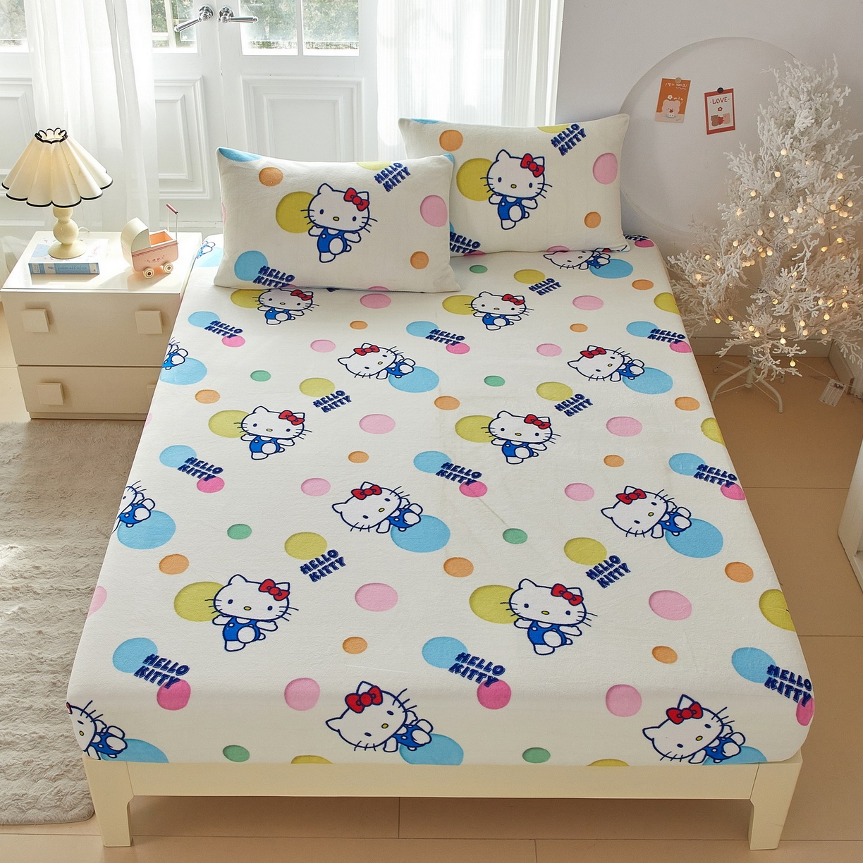 91家纺网 家纺一手货源 找家纺 （总）蘭菲家纺 2025新款三丽欧牛奶绒套件系列单品床笠