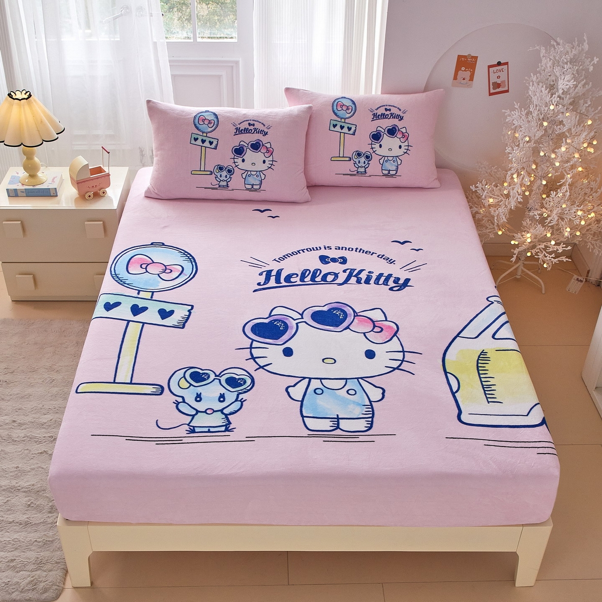 91家纺网 家纺一手货源 找家纺 （总）蘭菲家纺 2025新款三丽欧牛奶绒套件系列单品床笠