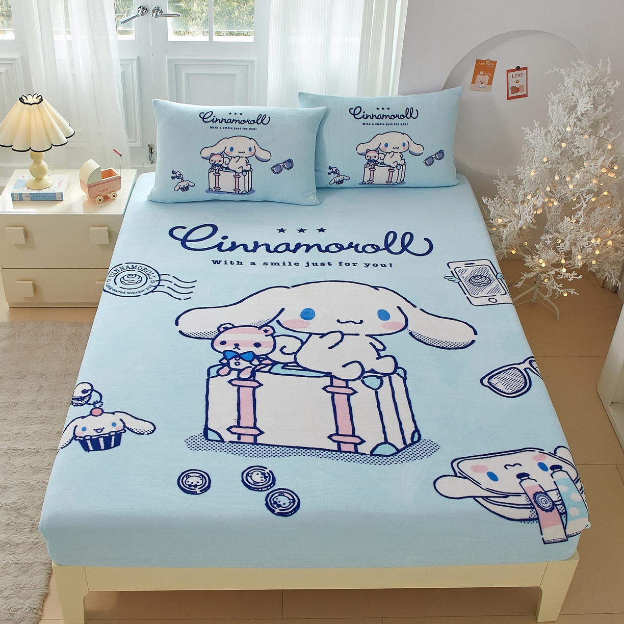 91家纺网 家纺一手货源 找家纺 （总）蘭菲家纺 2025新款三丽欧牛奶绒套件系列单品床笠