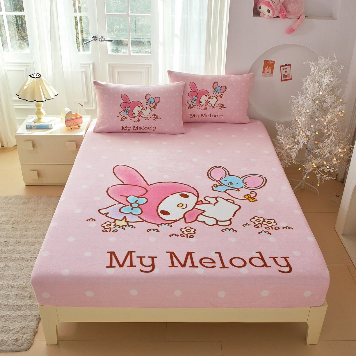 91家纺网 家纺一手货源 找家纺 （总）蘭菲家纺 2025新款三丽欧牛奶绒套件系列单品床笠