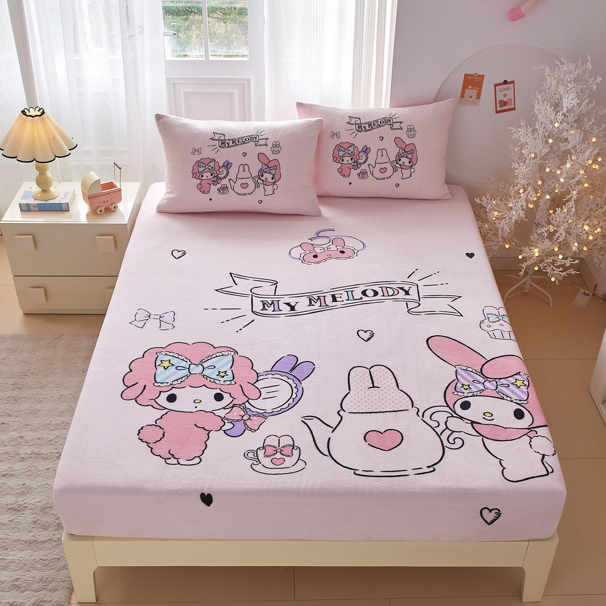 蘭菲家纺 2025新款三丽欧牛奶绒套件系列单品床笠 必爱乐-奶茶