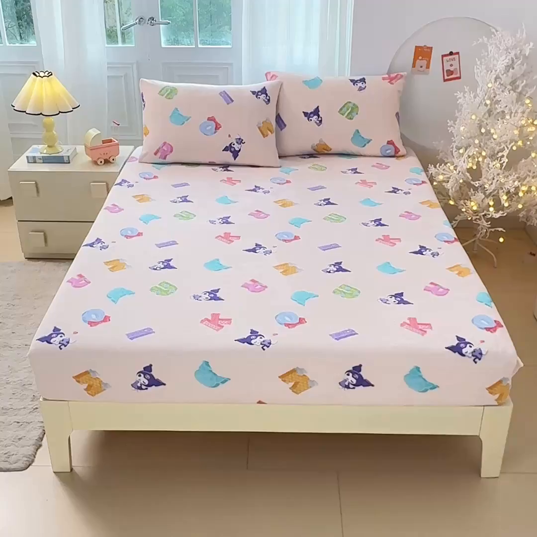 91家纺网 家纺一手货源 找家纺 蘭菲家纺 2025新款三丽欧牛奶绒套件系列单品床笠 小库儿