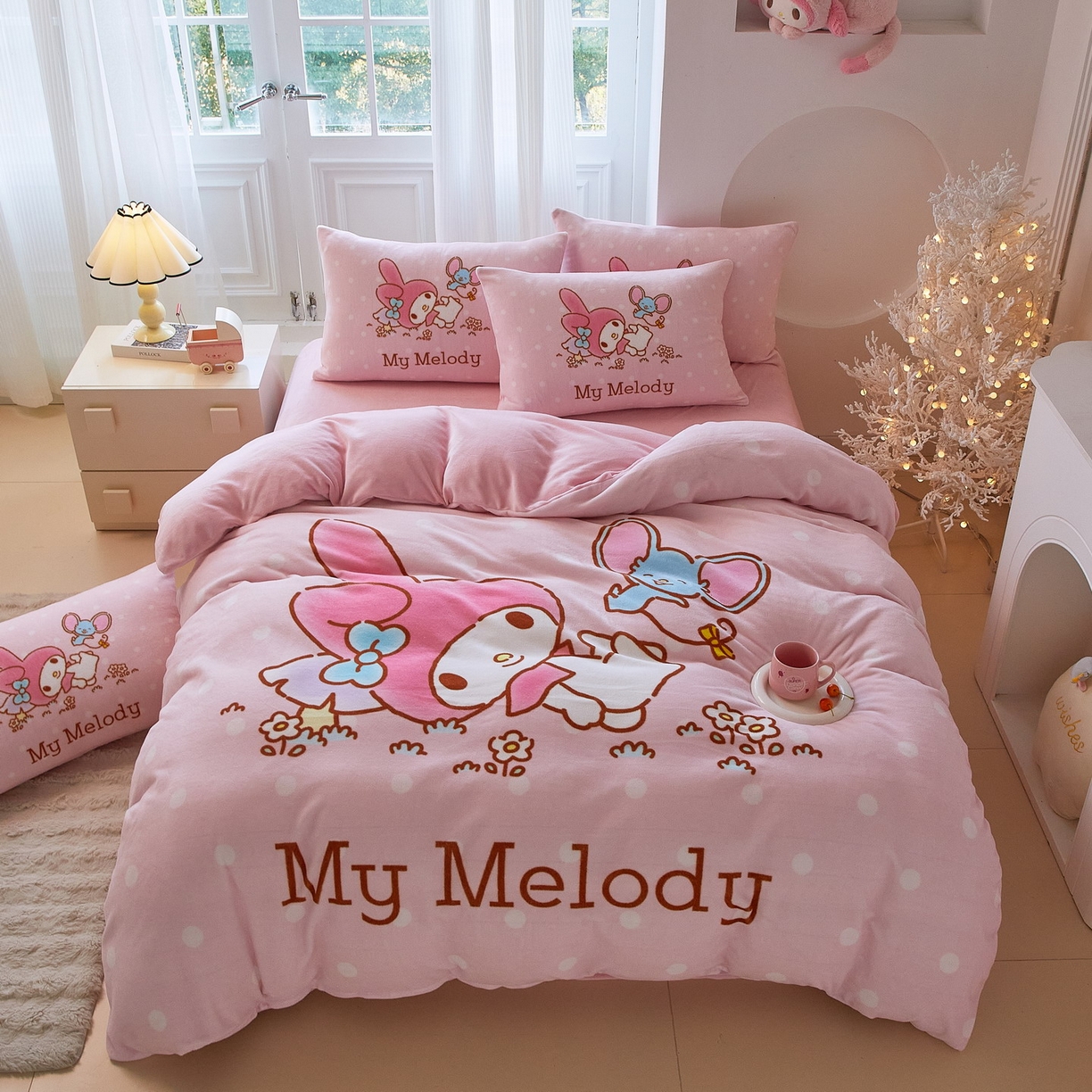 91家纺网 家纺一手货源 找家纺 （总）蘭菲家纺 2025新款三丽欧牛奶绒套件系列四件套