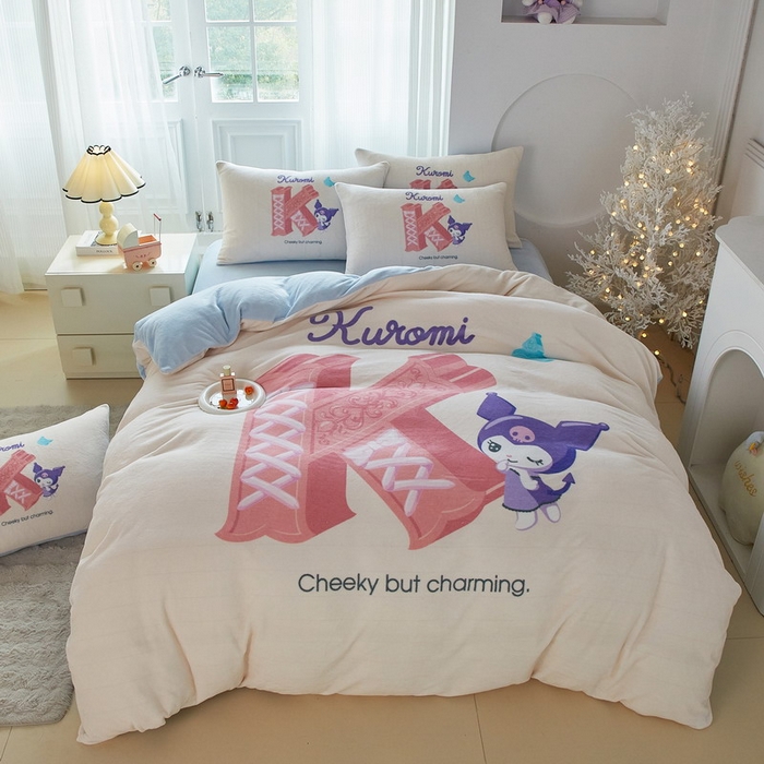 91家纺网 家纺一手货源 找家纺 （总）蘭菲家纺 2025新款三丽欧牛奶绒套件系列四件套