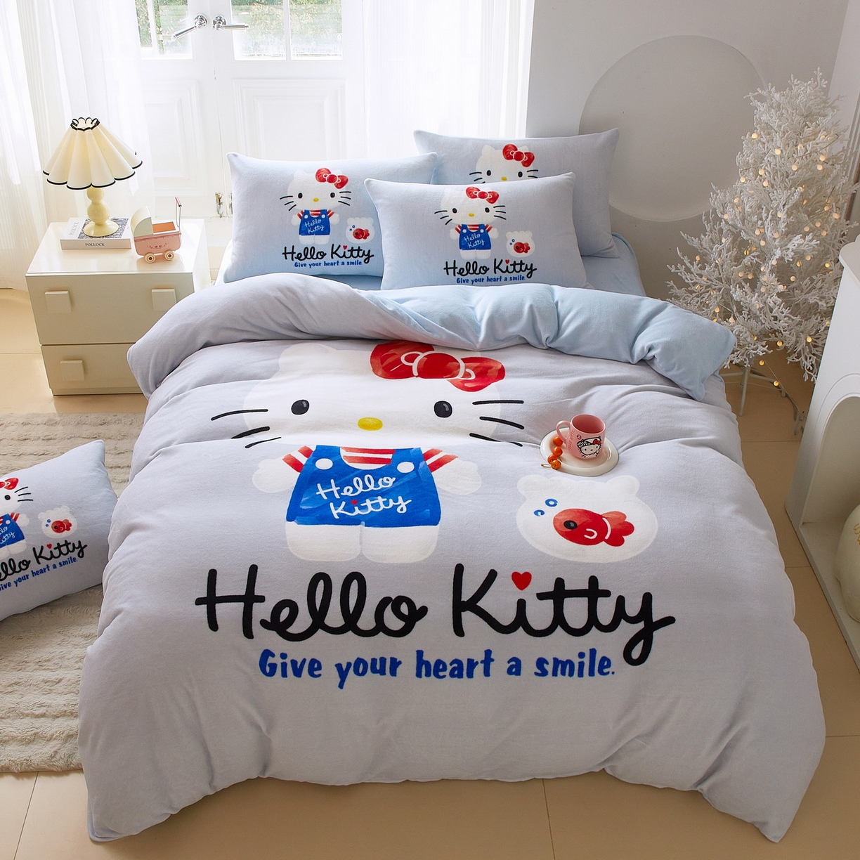 蘭菲家纺 2025新款三丽欧牛奶绒套件系列四件套 可爱KT